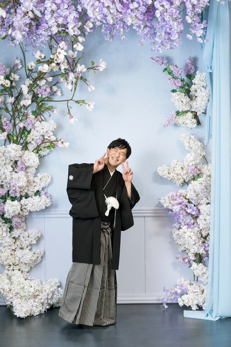 ご新郎様も笑顔でダブルピース◎