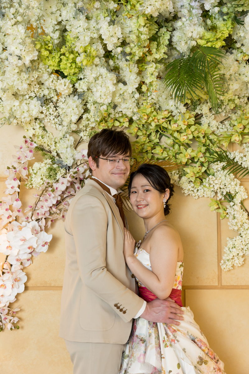 お花に囲まれながら...