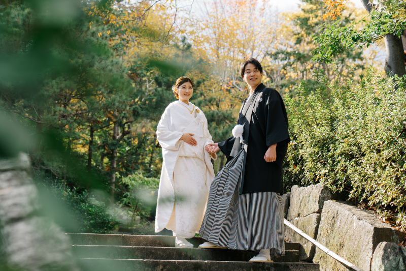 紅葉時期の白鳥庭園ロケーション撮影