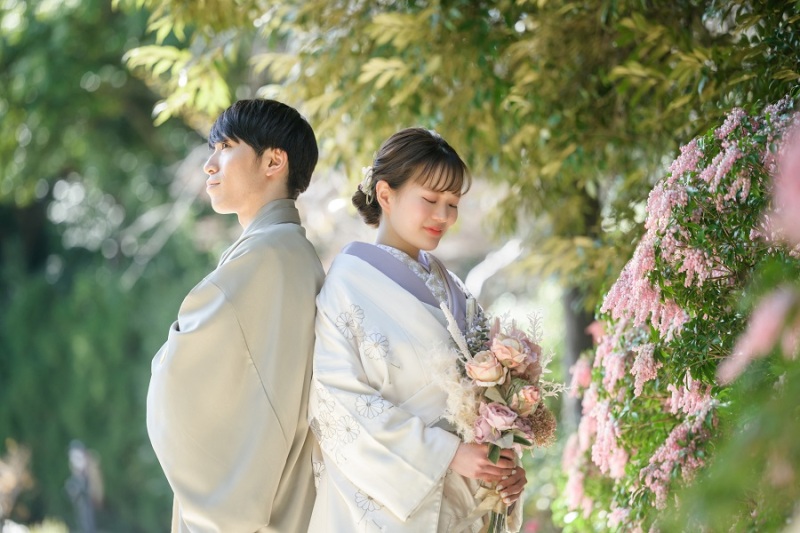 初春の日本庭園でロケーション撮影を♪