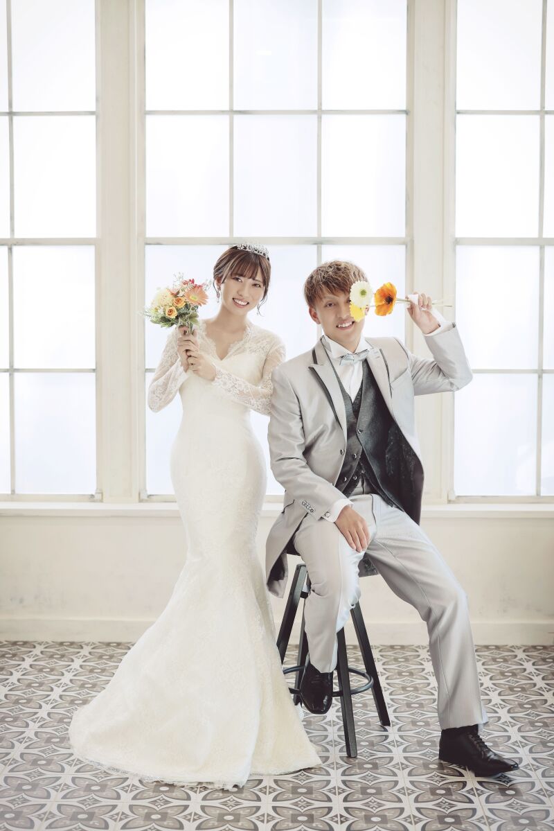 素敵!自作のブーケを持って。