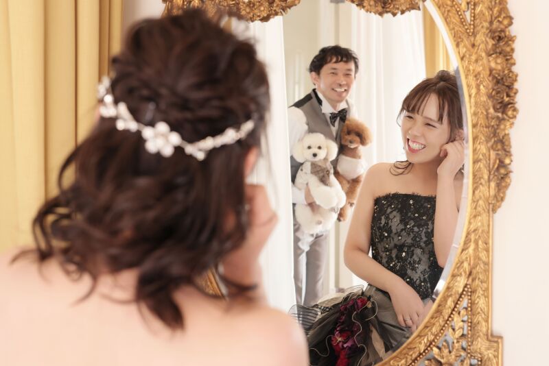 ワンちゃんも一緒にミラーショット♡