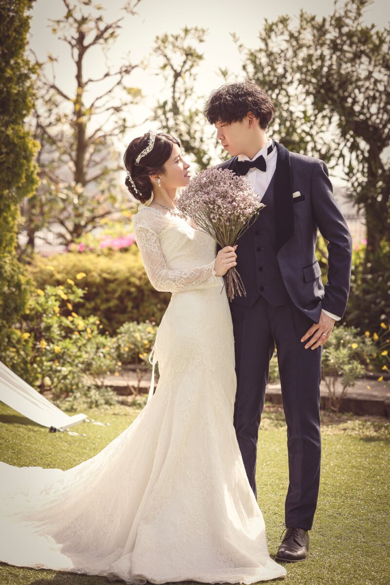 ブーケを持って