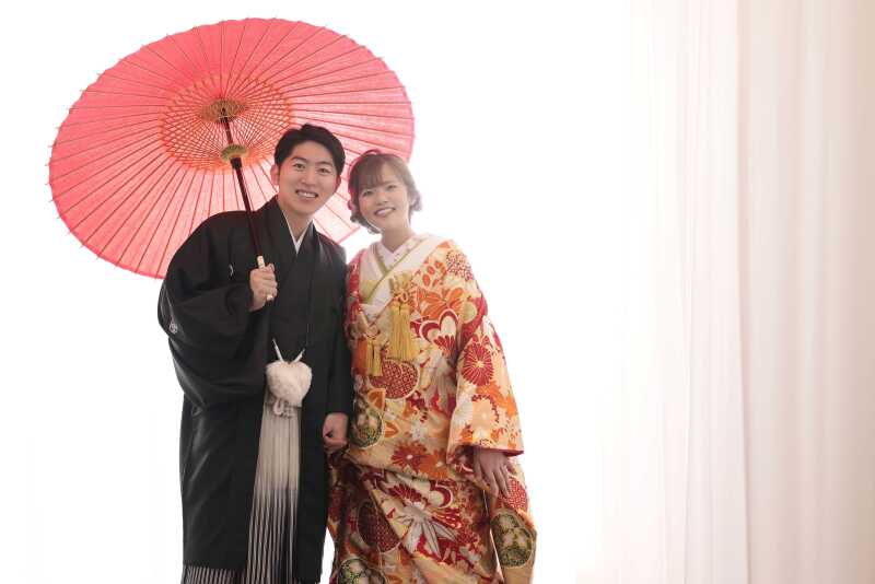 和傘を使ったスタジオフォト