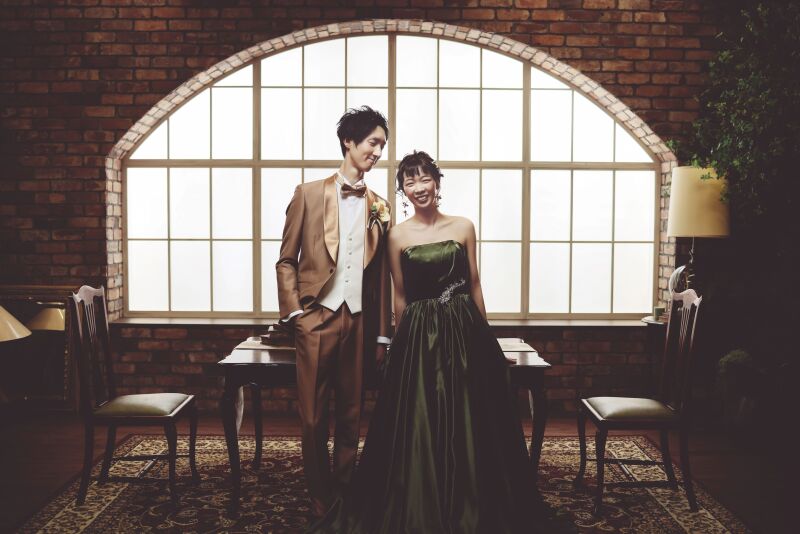 前撮り撮影ではカクテルドレスを♡