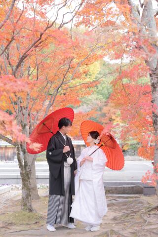 BRIDAL PHOTO STUDIO LUXE 松山 -リュクス松山-_紅葉フォト【ロケーション撮影(二の丸庭園)】