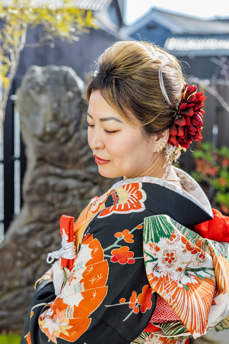 引き振袖と小物使い