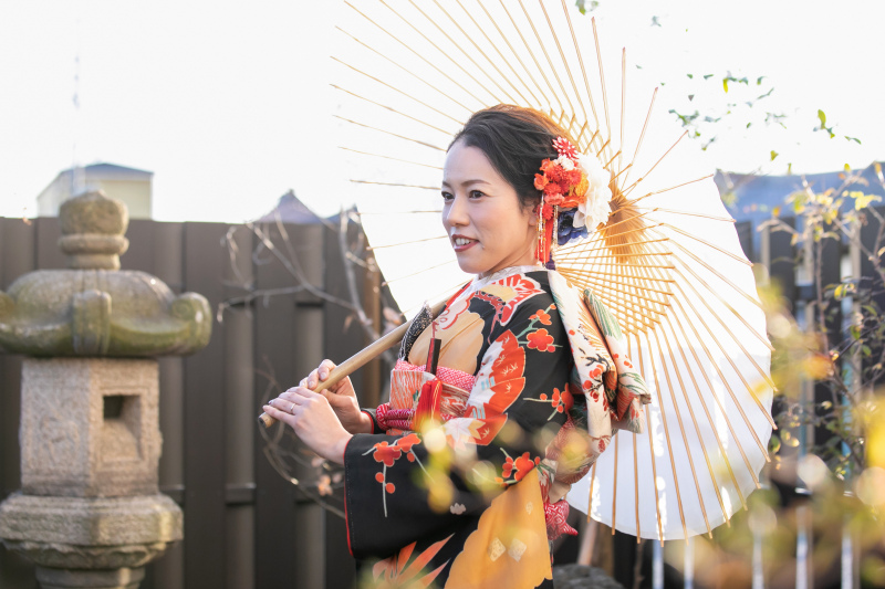 庭園での自然光ショット