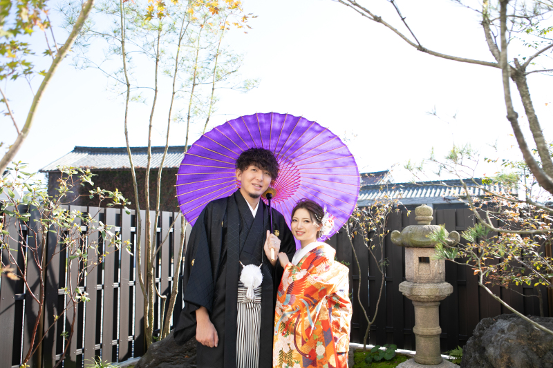 和傘で王道和装フォト