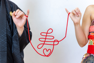 赤×ベージュの和ドレス【洋装２着プラン】