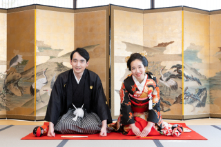 地毛結い和装♡黒紋付×白無垢＆引き振袖