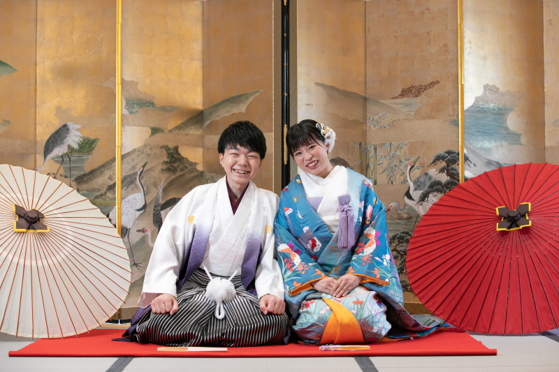 屏風前お二人ショット♡