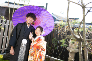 鮮やかな色打掛×庭園＆和モダンスタジオ✿