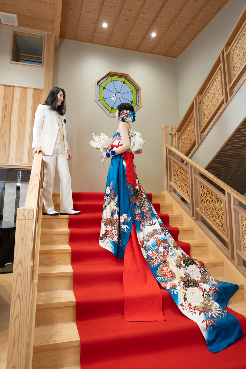 ブルーの和ドレス