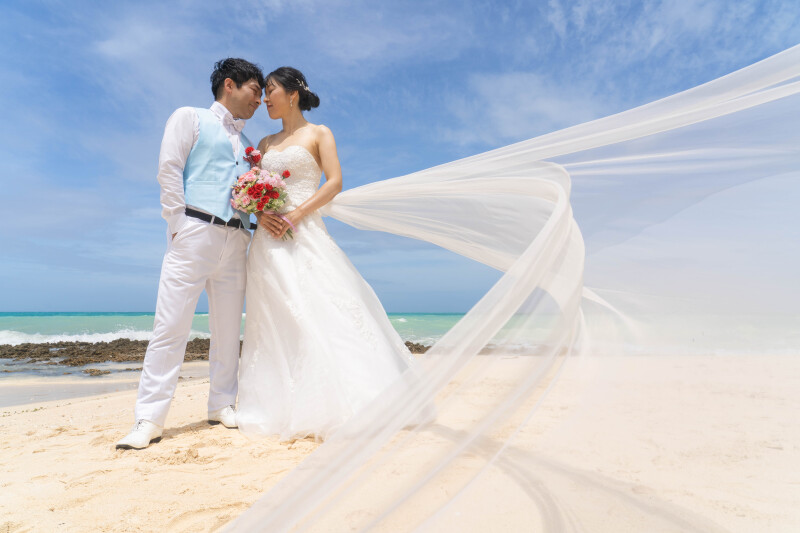 風に揺れるベールと、見つめ合うまなざし