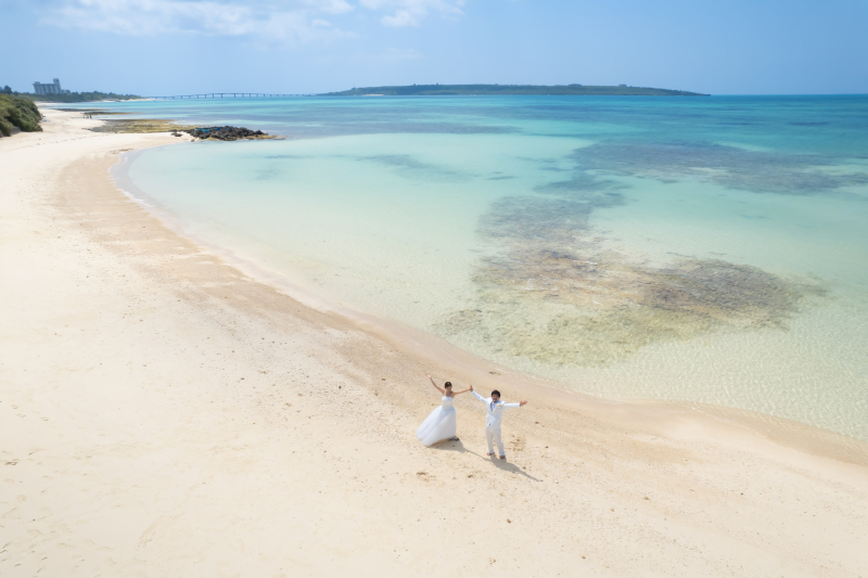 宮古島の海をバックにドローン撮影!