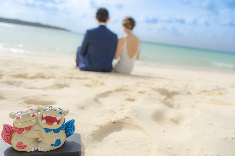 仲良く抱き合うシーサー♡♥