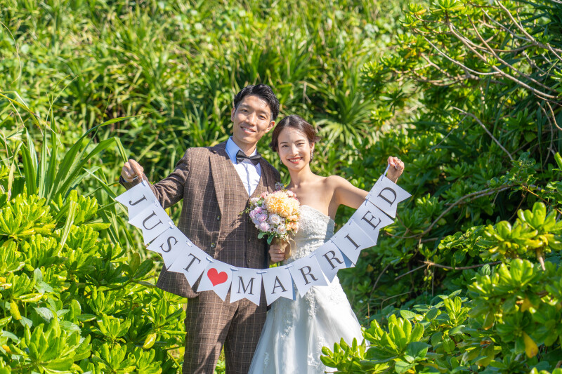 「JUST MARRIED」で記念ショット
