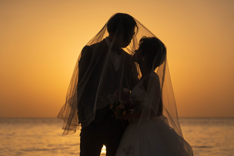 サンセットに包まれる