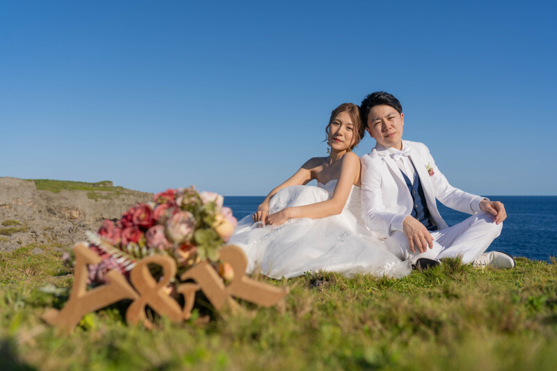 海を望む高台ショット