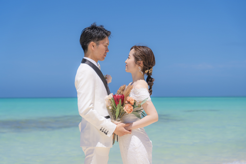 (沖縄宮古島)【ドローン撮影】【3箇所撮影】3箇所撮影&ドレス&プロヘアメイク付 追加料金不要でいつでも同じ安心プラン納得プラン