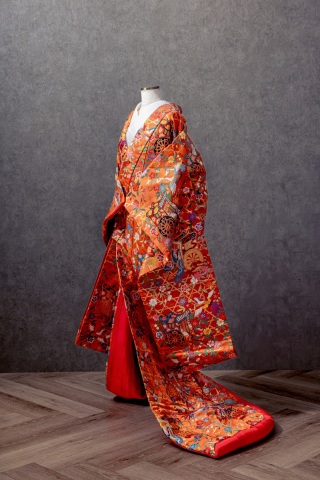 オレンジ地　籠目