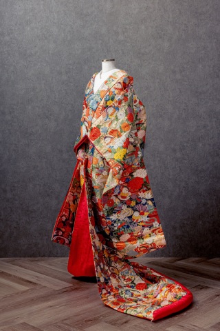 オレンジアイボリー地　おしどり