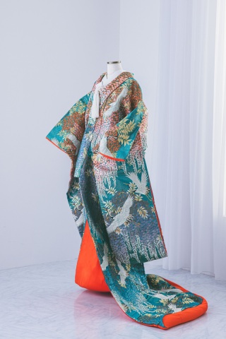 ブルー地　藤花ラメ