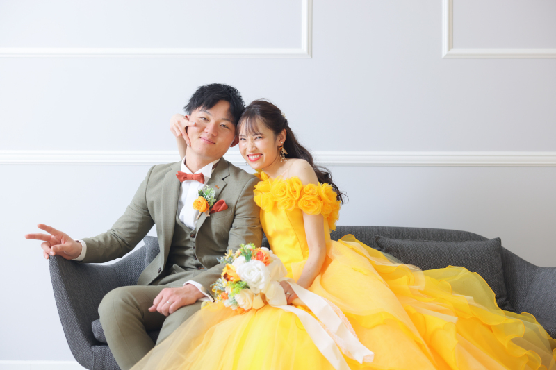 オレンジカラードレス