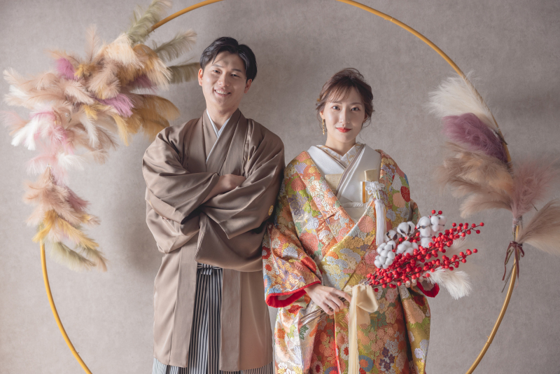 ピンク×ブラウン