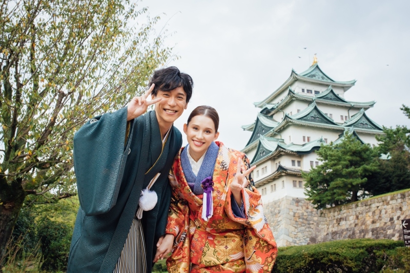 【屋外ロケーション】名古屋城(衣裳1着)新婦ヘアメイク+着付+衣裳小物+髪飾り+全データ150カット納品