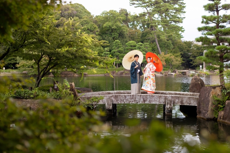 【屋外ロケーション】徳川園(衣裳1着)新婦ヘアメイク+着付+衣裳小物+髪飾り+全データ150カット納品