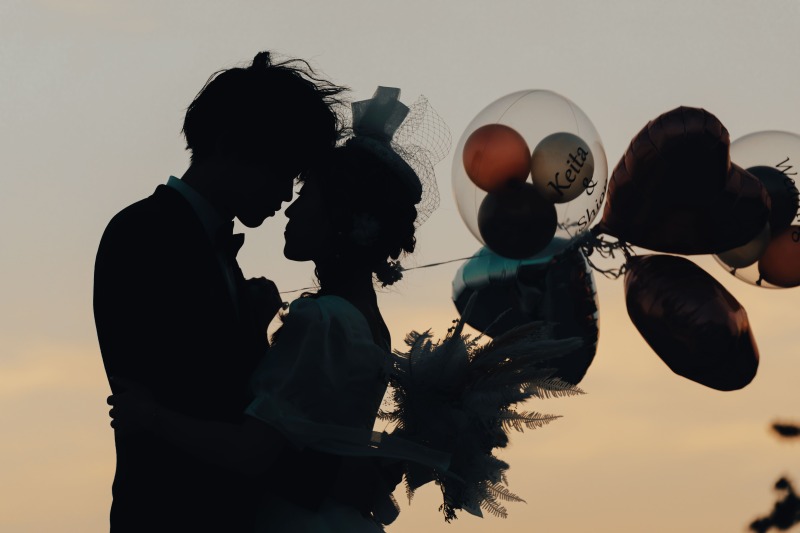 夕日を背景に素敵な一枚♪