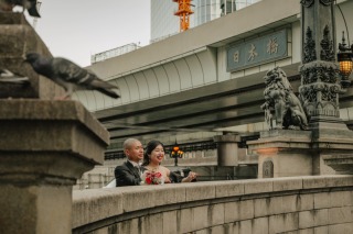 日本橋での前撮り｜街並みに映える、洗練されたおふたりの撮影記録
