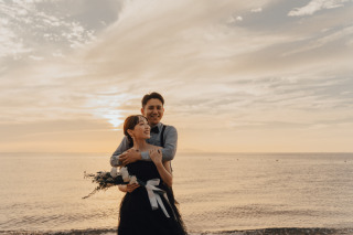 誰もいない静かな海辺。ゆったり前撮り撮影♪