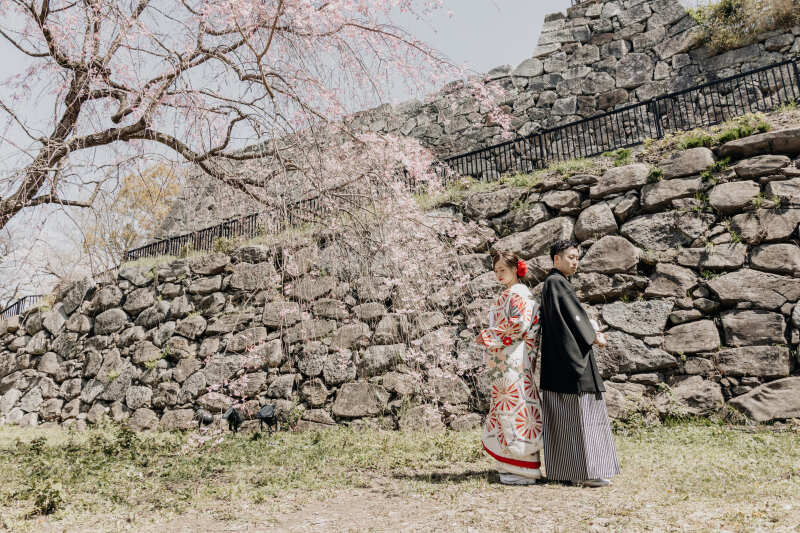 桜と和装で前撮り撮影♪