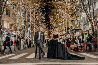 ロケーション前撮りで人気の高い、東京駅でのナイト撮影プランです♪