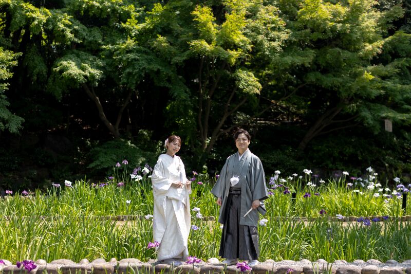 花菖蒲彩る庭園散策