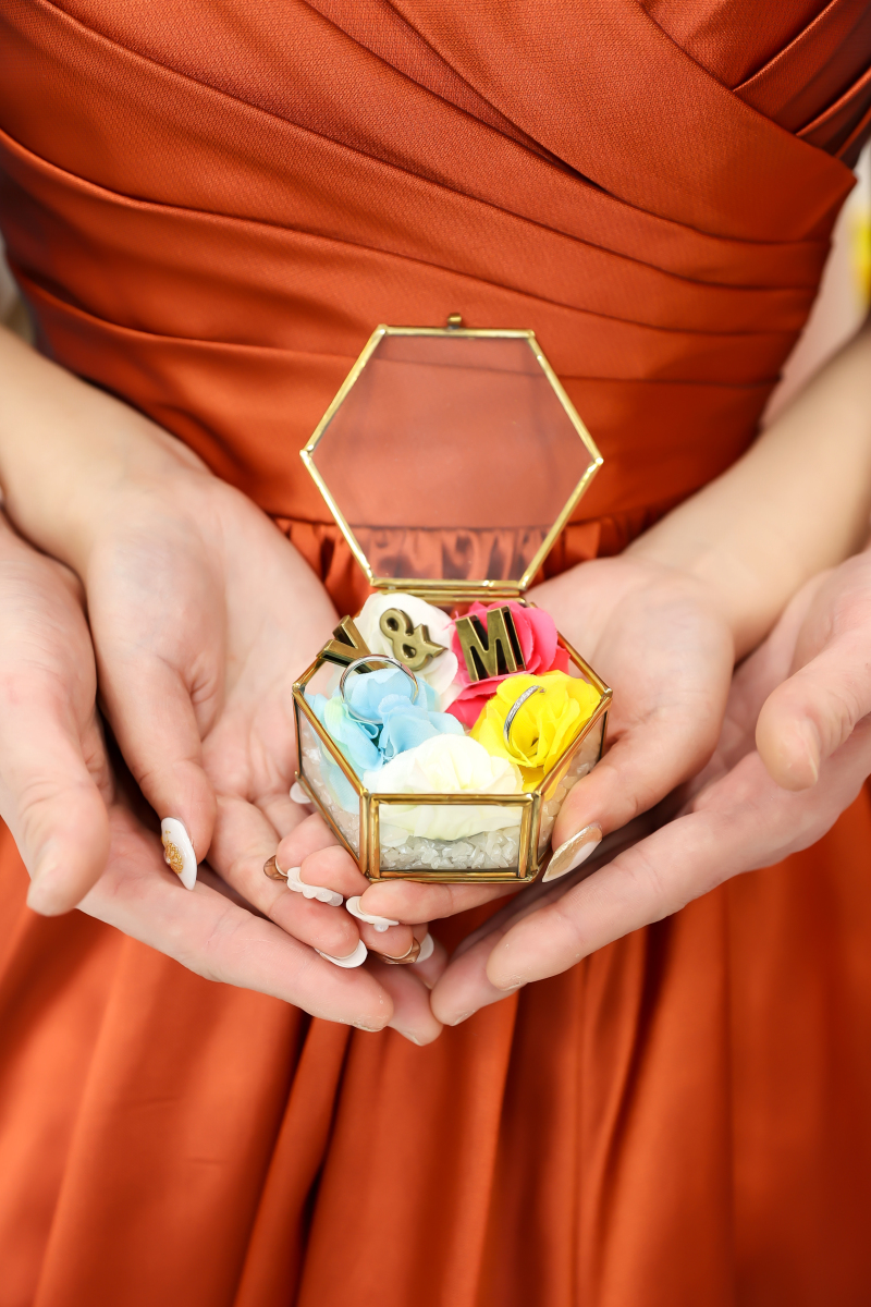 新婦さま手作りの可愛らしいリングピロー♪