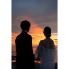 【洋装ロケーション】夕日の野間灯台