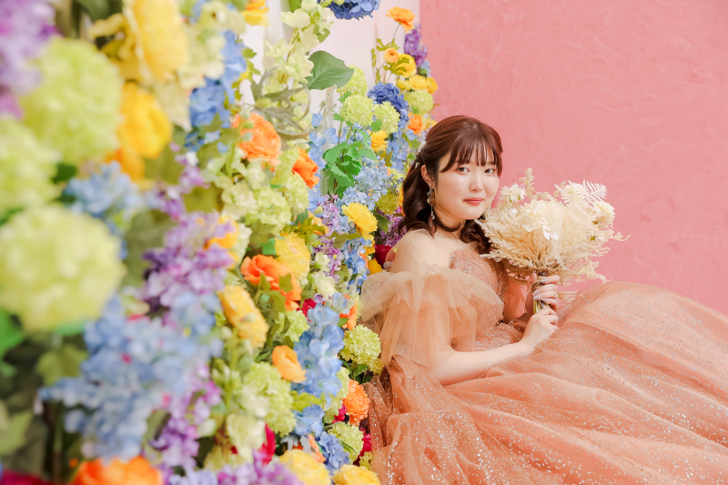 お花に囲まれて