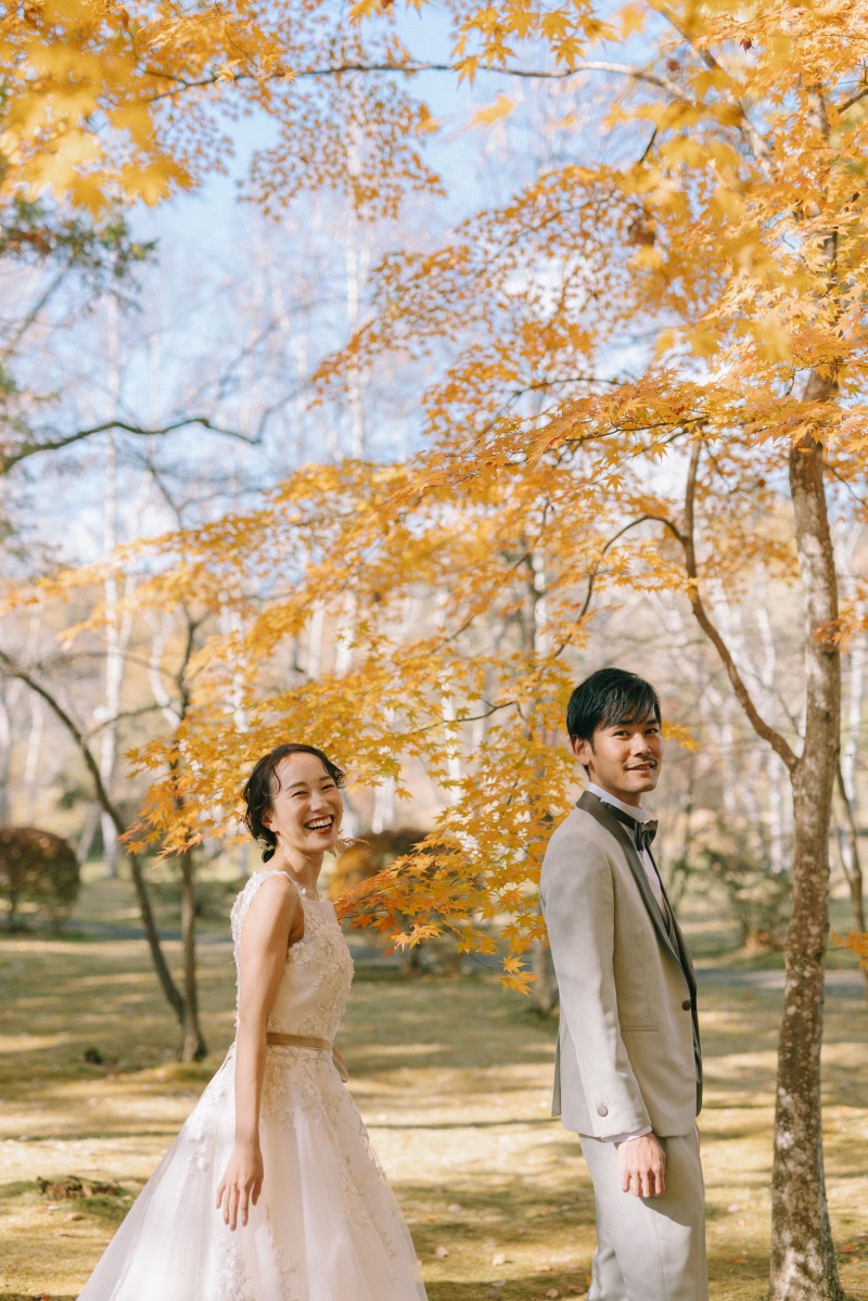 紅葉に包まれて撮影開始!