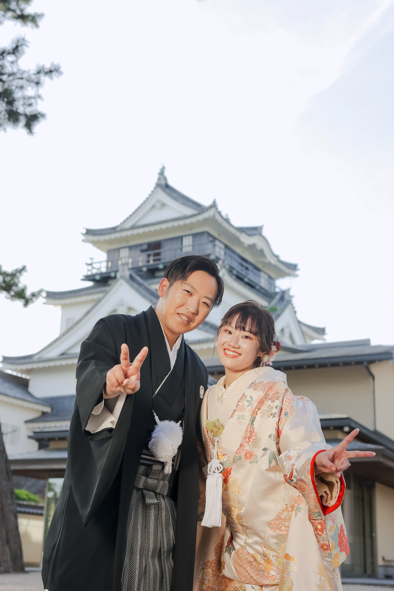 お城を背景に!