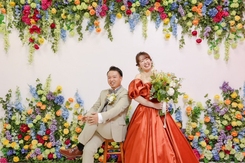 カラフルなお花に囲まれて