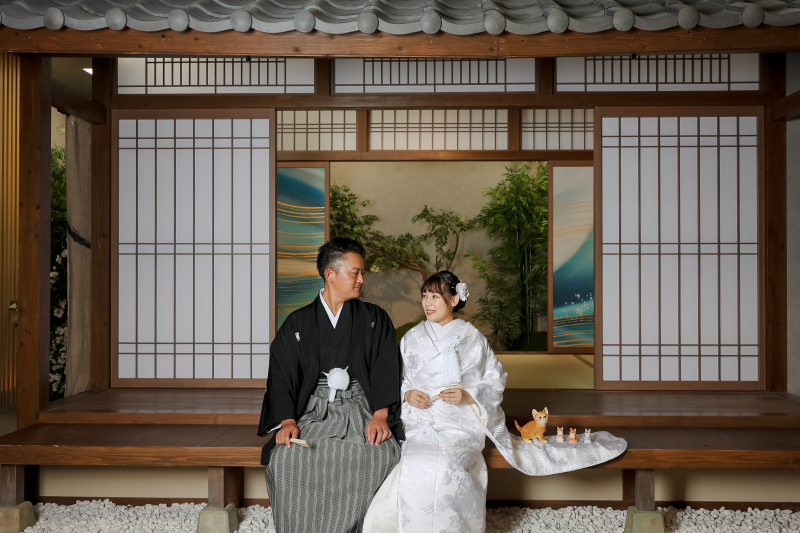 本格的な庭園×白無垢