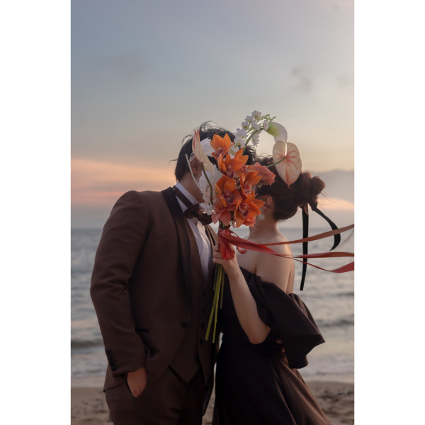 ブーケでお顔隠し