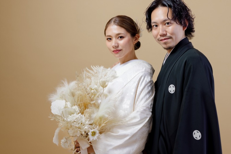 和装×ブーケがオシャレで素敵!