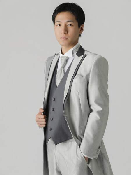 ストライプ　ベストリバーシブル襟グレー