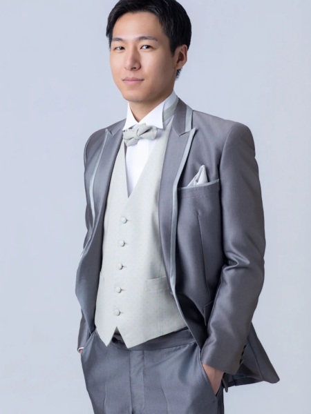 水色ドット柄ベスト