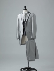 ストライプ　ベストリバーシブル襟グレー